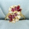 Vintage Ruby And Diamond Ring In 14k Yellow Gold