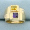 Citrine, Amethyst, And Diamond Statement Ring In 14k Yellow Gold