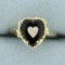 Vintage Onyx And Diamond Heart Ring In 14k Yellow And White Gold