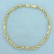 8 1/2 Inch Figaro Rope Link Anklet In 14k Yellow Gold
