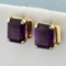 3ct Tw Amethyst Stud Earrings In 14k Yellow Gold