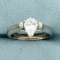 3/4ct Solitaire Pear Cz Engagement Ring In 14k White Gold