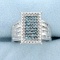 1ct Tw Blue And White Diamond Ring In 10k White Gold