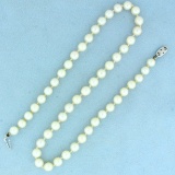 Vintage Akoya Pearl Necklace In 14k White Gold