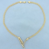 Italian Made Abstract Design Bismarck Link Diamond Necklace In 14k Yellow Gold