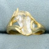 Designer Strellman White Sapphire Solitaire Ring In 14k Yellow Gold