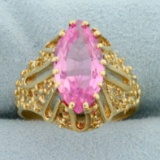 3.75ct Pink Sapphire Solitaire Ring In 10k Yellow Gold