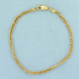 7 1/2 Inch Braided Box Link Chain Bracelet In 14k Yellow Gold