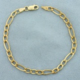 Italian Made 7 1/4 Inch Figaro Link Chain Bracelet In 14k Yellow Gold