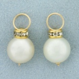 Antique Pearl And Crystal Hoop Earring Enhancers In 14k Yellow Gold
