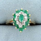 1ct Tw Emerald And Diamond Ring In 14k Yellow Gold