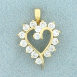 1ct Tw Cz Heart Pendant In 14k Yellow Gold