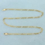 11 1/2 Inch Figaro Link Chain Anklet In 14k Yellow Gold