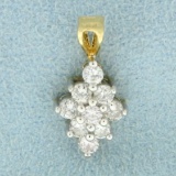 1/2ct Tw Diamond Flower Design Pendant In 14k White And Yellow Gold