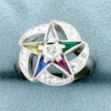 Order Of The Eastern Star Ring In 10k White Gold