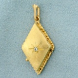 Vintage Diamond Locket Pendant In 14k Yellow Gold