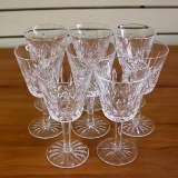 Waterford Crystal Lismore Claret Wine Glasses Set Of Eight