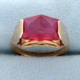 Unique Vintage Lab Ruby Ring In 14k Rose Gold