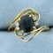 Chrome Tourmaline And Diamond Ring In 14k Yellow Gold