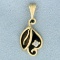 Diamond Leaf Design Pendant In 14k Yellow Gold