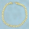 Diamond Cut Heart Link Bracelet In 14k Yellow Gold