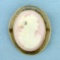 Vintage Diamond Cameo Pin In 10k Yellow Gold