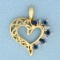 Sapphire And Diamond Heart Pendant In 14k Yellow Gold