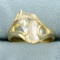 Designer Strellman White Sapphire Solitaire Ring In 14k Yellow Gold