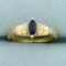 Natural Sapphire And Diamond Ring In 14k Yellow Gold