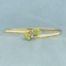 Peridot And Diamond Heart Bangle Bracelet In 14k Yellow Gold