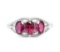 Rhodolite Garnet & Diamond 3-stone Ring In Sterling Silver