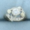 Antique 2/3ct Tw Old European Cut Diamond Ring In 14k White Gold