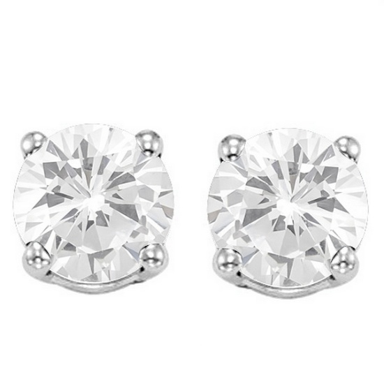 6mm White Topaz Stud Earrings In Sterling Silver