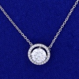 1.1ct Tw Diamond Halo Necklace In Platinum