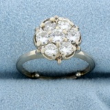 1ct Tw Diamond Vintage Cluster Ring In 14k White Gold