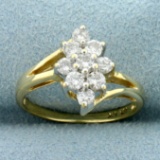 1/2ct Tw Diamond Flower Design Ring In 14k Yellow Gold