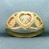 Heart Leaf Nature Ring In 10k Yellow And Rose Gold