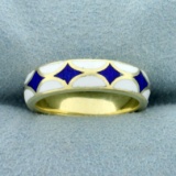 Vintage Enamel Band Ring In 14k Yellow Gold