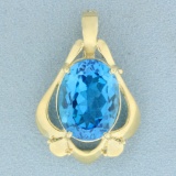 20ct Swiss Blue Topaz Pendant In 14k Yellow Gold