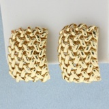 Unique Mesh Design Earrings In 14k Yellow Gold