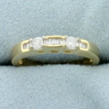 1/2ct Tw Round And Baguette Diamond Wedding Band Ring In 14k Yellow Gold