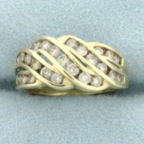 1ct Tw Channel Set Champagne Diamond Ring In 10k Yellow Gold