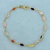 7 Inch Rainbow Topaz Gemstone Bracelet In 14k Yellow Gold