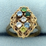 3/4ct Tw Multi Colored Topaz Ring In 10k Yellow Gold