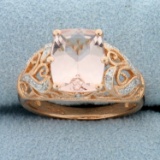 3ct Tw Morganite And Diamond Ring In 10k Rose Gold