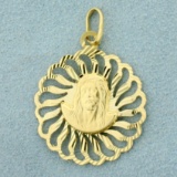 Italian Made Reversable Jesus And Virgin Mary Pendant In 14k Yellow Gold