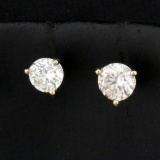 1ct Tw Diamond Stud Earrings In 14k White Gold Martini Settings