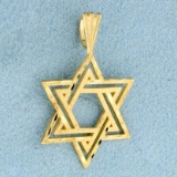 Diamond Cut Star Of David Pendant In 14k Yellow Gold