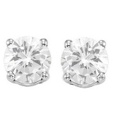 6mm White Topaz Stud Earrings In Sterling Silver