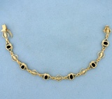 Vintage Onyx Bracelet In 14k Yellow Gold